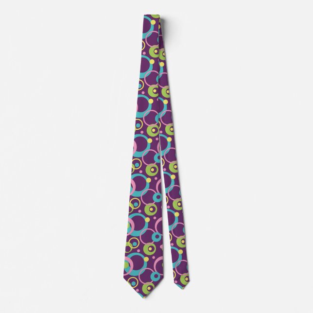 Gravata Masculina Funky Purple Circles (Frente)