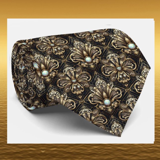 Gravata Masculina | Gravatas Art Déco com Diamante (Criador carregado)
