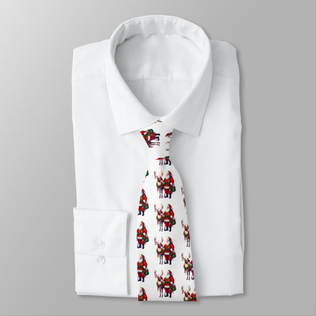 Gravata Masculina-Natal Papai Noel (Amarrado)