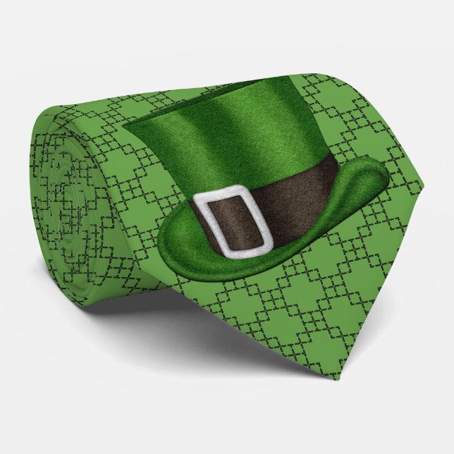 Gravata masculina preta no verde do St Patrick's d (Rolled)