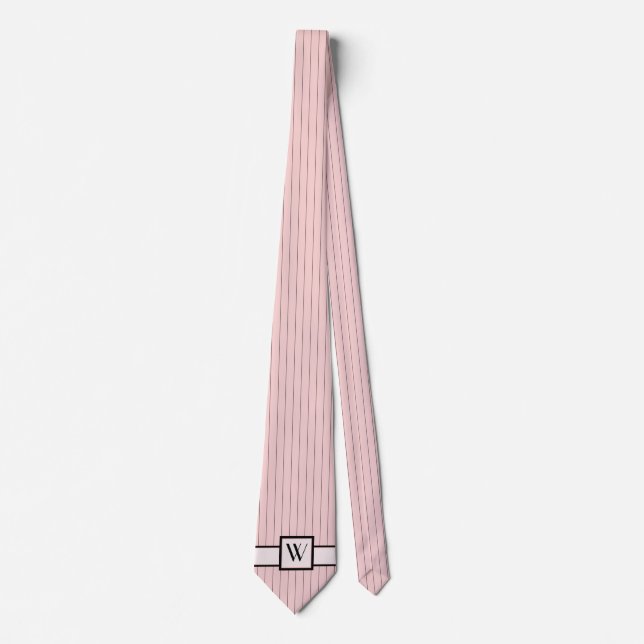 Gravata masculina rosa com listras pretas (Frente)