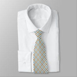 Gravata masculina xadrez azul amarelo e marrom