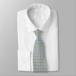 Gravata masculina xadrez roxa e verde