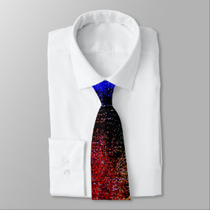 Gravata Material vermelho e azul esfolado com "tinta a óle