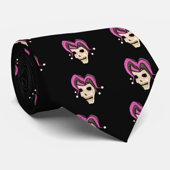 Gravata Mau Jester Skull (Rosa) (Rolled)