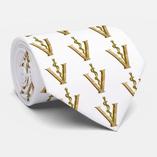 Gravata Medicina Veterinária Elegante Dourado V Padrão