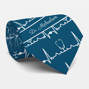 Gravata Médico Nome Cardiologista Cardiograma ECG