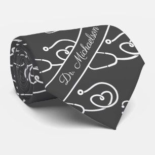 Gravata Médico Nome Stethoscope Padrão Médico