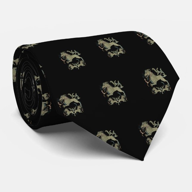 Gravata Medieval Bestiary Black Switzerland (Rolled)