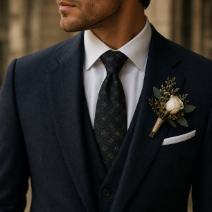Gravata Meia-Noite Azul Marinho Jacquard Luxo