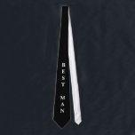 Gravata Melhor festa de casamento de pescoço para padrinho<br><div class="desc">A melhor gravata do pescoço de festa de casamento para padrinho de casamento. Design preto e branco elegante com texto personalizado. Favoritos para festas personalizados para o melhor homem,  padrinhos de casamento,  amigos,  etc.</div>