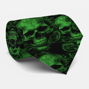 Gravata Memento Mori Skulls Green Tie