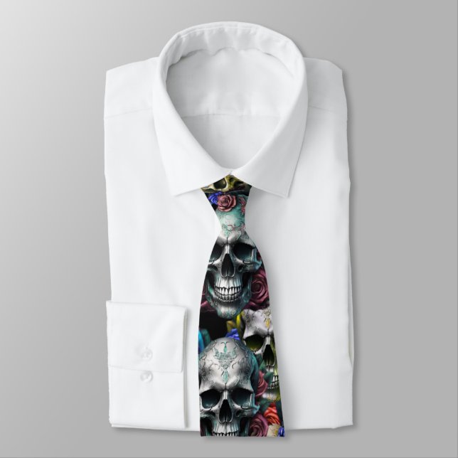 Gravata Memento Mori Skulls Tie (Amarrado)