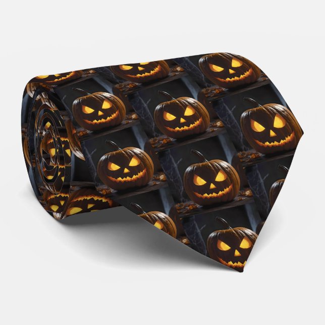 Gravata Menacing Halloween Pumpkin, (Rolled)