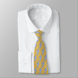 Gravata Mens de Lacrosse Azul e Dourada