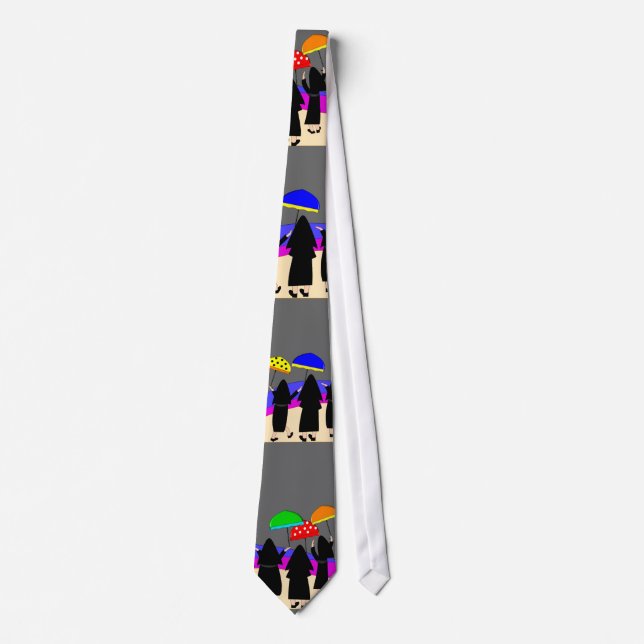 Gravata Mens Nun Art Necktie, "Esperando Chuva" (Frente)