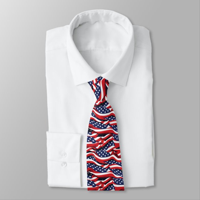 Gravata Mens Patriotic USA Flag Tie (Amarrado)