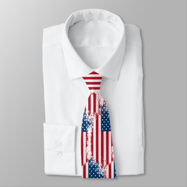 Gravata Mens Patriotic USA Flag Tie (Amarrado)