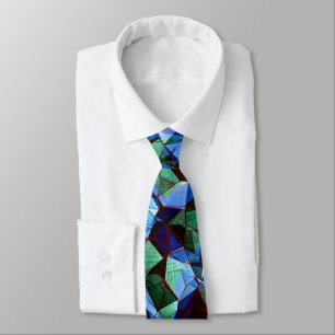 Gravata Mensagem de mosaico irregular verde e azul sobrepo