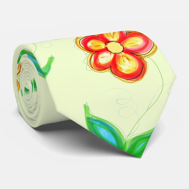 Gravata Menswear Monogrammed Flores Em Cores De Verão (Rolled)