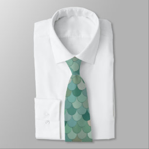 Gravata Merman Mermaid Scales Blue Patterted Tie