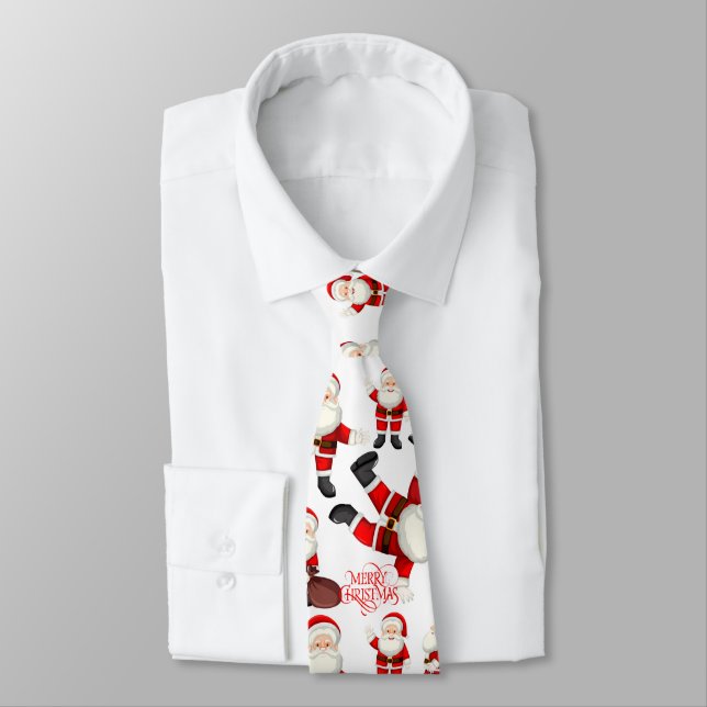 Gravata "Merry Christmas" Funny Santa Art Pattern Tie (Amarrado)