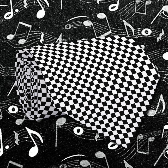 Gravata micro padrão do tabuleiro de checkerboard preto e  (Criador carregado)