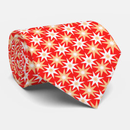 Gravata Mid-Century Modern Geometric Star Pattern Red