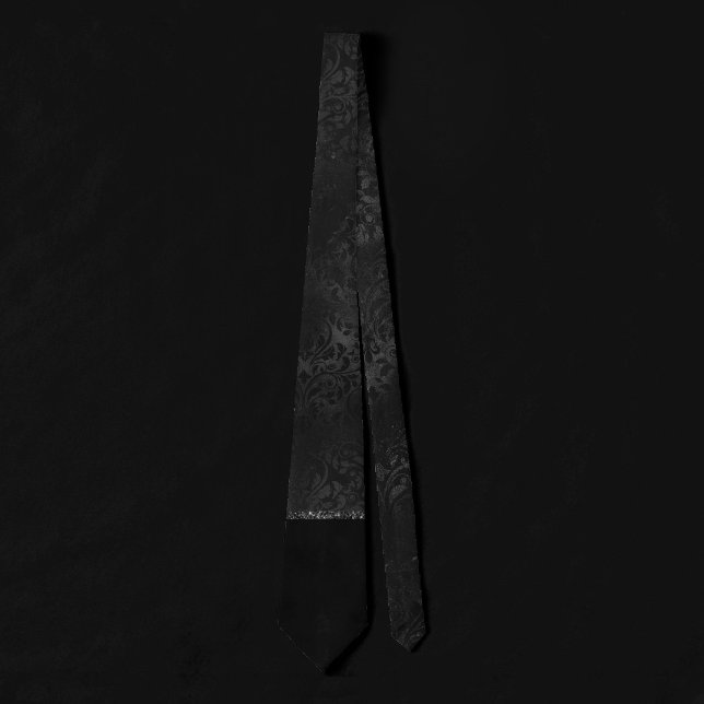 Gravata Midnight Onyx Romance | Black Satinge Damask (Criador carregado)