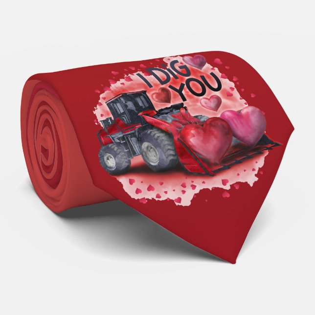 Gravata Milo Dale I Dig You Bulldozer Red Necktie (Rolled)