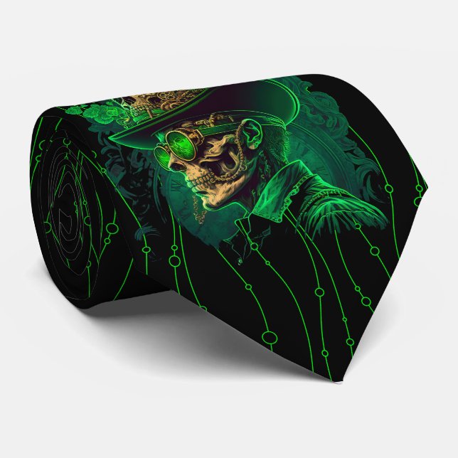 Gravata Milo Dale Rua o Skeleton Green Men's Tie (Rolled)