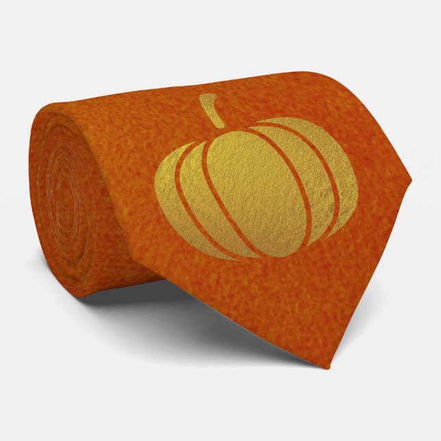 Gravata Milo Dourado Pumpkin Laranja de Ação de Graças (Rolled)