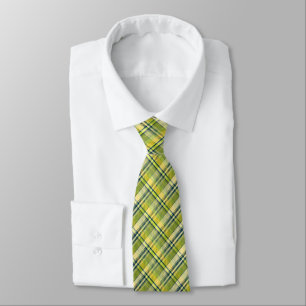Gravata Mini Madras Plaid Sage and Yellow Two-Sided