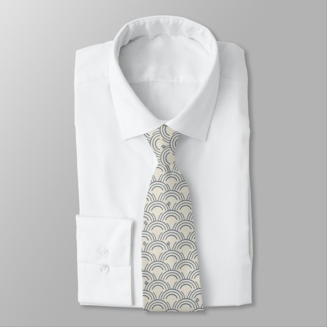 Gravata Minimal Japanese Pattern Necktie – Seigaiha Design (Amarrado)