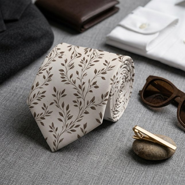 Gravata Minimalist Botanical Branches Sepia (Criador carregado)