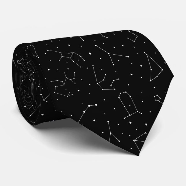 Gravata Minimalist Constellation Pattern in Black & White (Rolled)