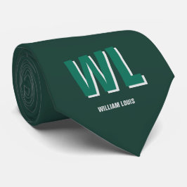 Gravata Minimalist Emerald Green Personalized Monogram 