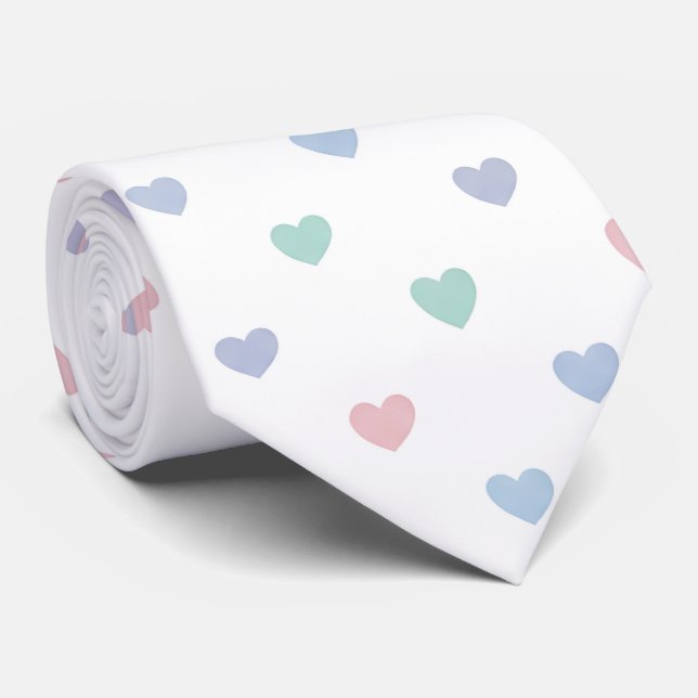 Gravata Minimalist Soft Pastel Heart Pattern  (Rolled)