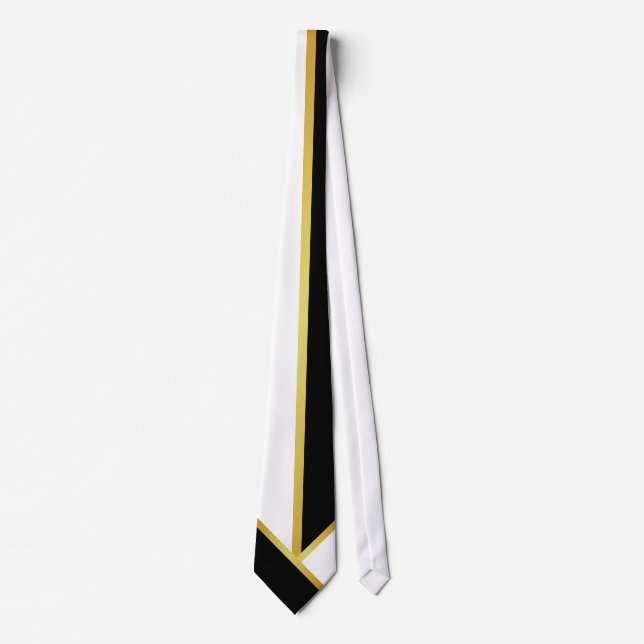Gravata Minimalista Dourado Falso Preto Branco (Frente)