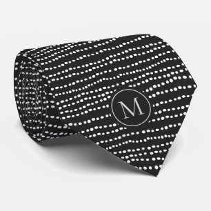 Gravata Minimalista Moderno Preto e Branco Monograma com B