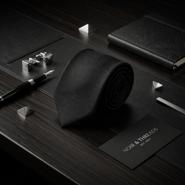 Gravata Minimalista Preto Carbono Micro-Grade Geométrico (Criador carregado)