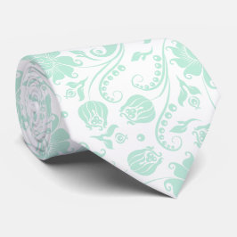Gravata Mint-Green & White Floral Damask