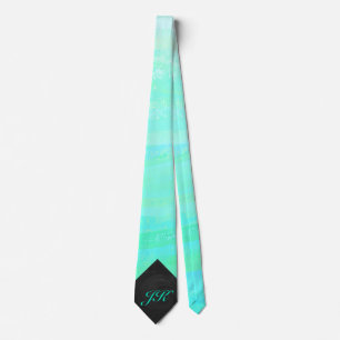 Gravata Mint Ice Blue e Black Monogramas