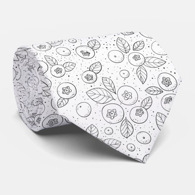Gravata Mirtilos em preto e branco (Rolled)