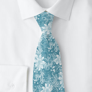 Gravata Místico Azul Floral Batik