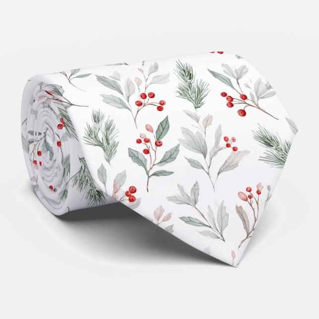 Gravata Mistletoe and Holly Berries Pattern (Rolled)