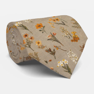 Gravata Mistura russa de flores silvestres em neutros quen