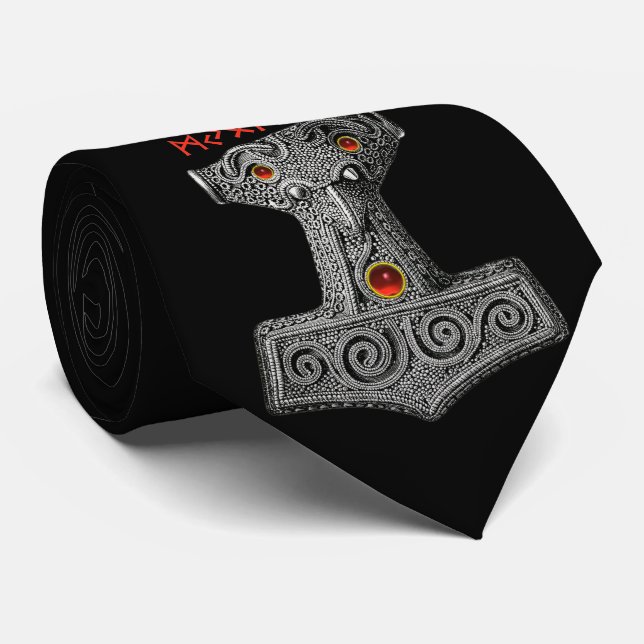 Gravata MJOLNIR Hammer do Thor, Viking Mythology Black (Rolled)