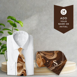 Gravata Mocha Espresso Ripplou Signature Necktie Monograma