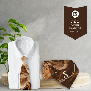 Gravata Mocha Espresso Ripplou Signature Necktie Monograma
